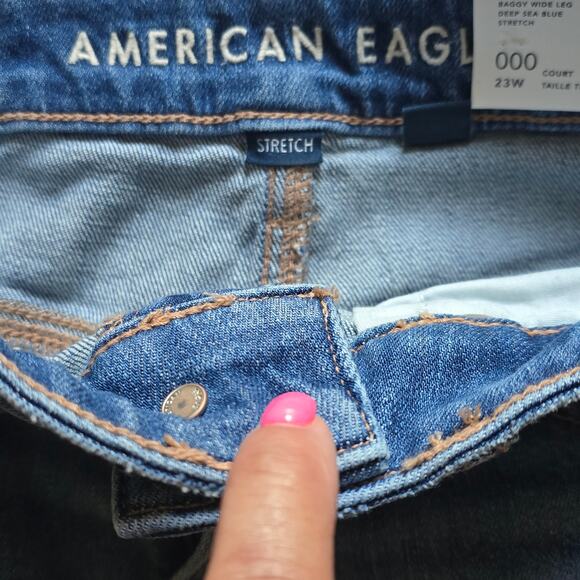 NWT, American Eagle Dreamy Drape Super High Rise Baggy Wide Leg, Size 23 Waist. - Picture 4 of 8